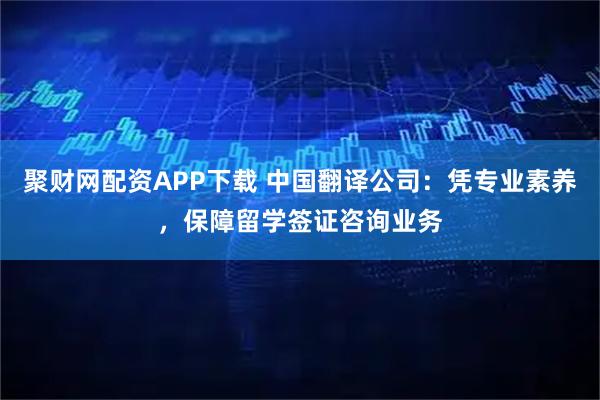 聚财网配资APP下载 中国翻译公司：凭专业素养，保障留学签证咨询业务