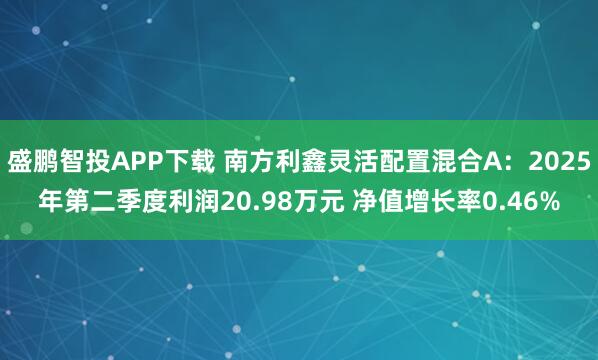 盛鹏智投APP下载 南方利鑫灵活配置混合A:2025年第二季度利润20.98万元 净值增长率0.46%